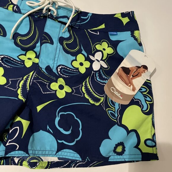 Vintage Y2K Catalina Board Shorts Coverup Women's M Blue Tropical Swim RARE NWT - Picture 5 of 12